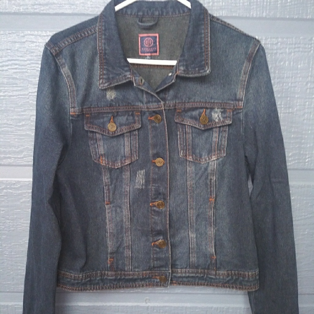 New Boom Boom Dark Wash Basic Denim Jean Jacket L